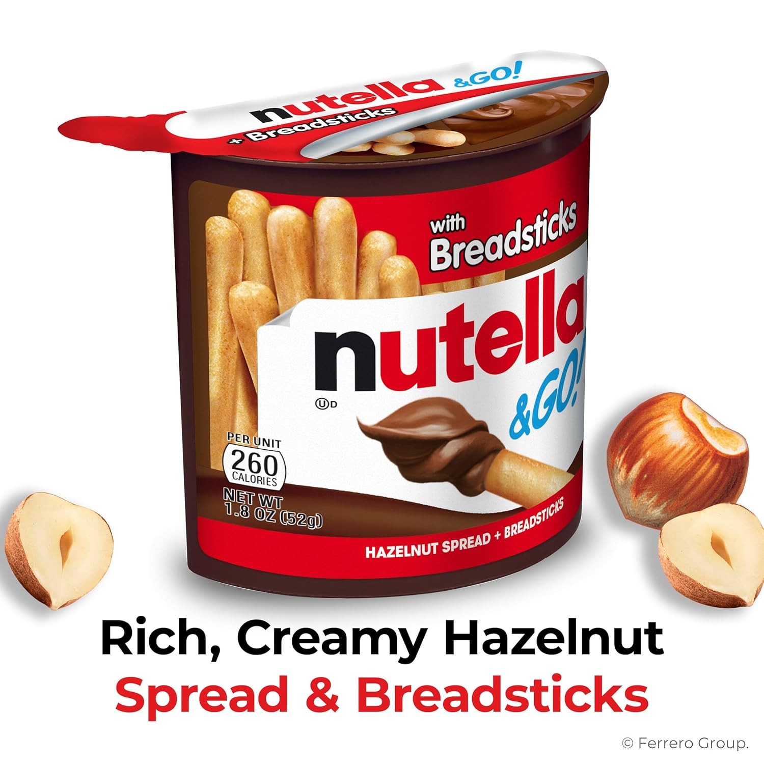 Nutella & GO! Bulk 24 Pack, Hazelnut and Cocoa Spread with Breadsticks,...
