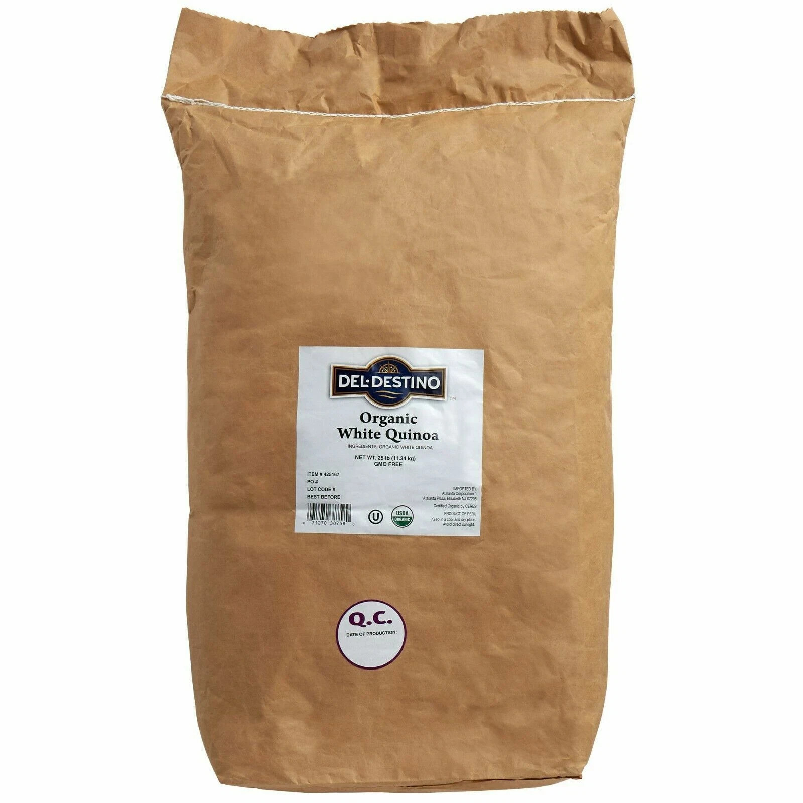 25 lb. Organic White Quinoa Bulk Bag Home Pantry Food Supply Vegan Gluten Free