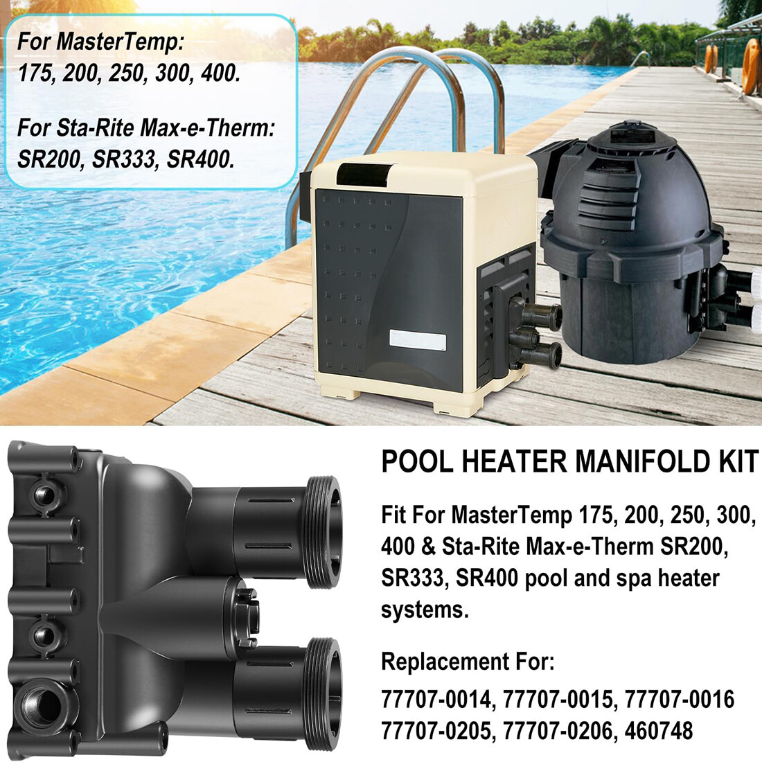 77707-0206 Pool Heater Manifold Body for Pentair MasterTemp,Sta-Rite Max-e-Therm