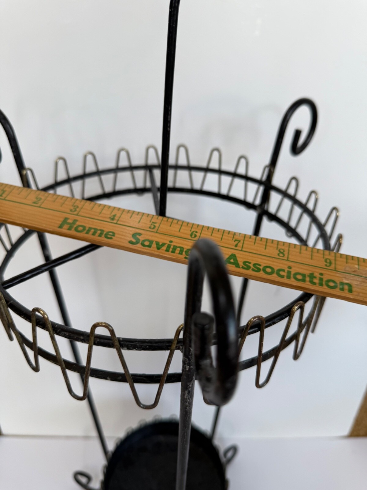 Vtg MCM Umbrella Stand cane walking-stick Holder Black Metal Gold-tone Trim 29"h