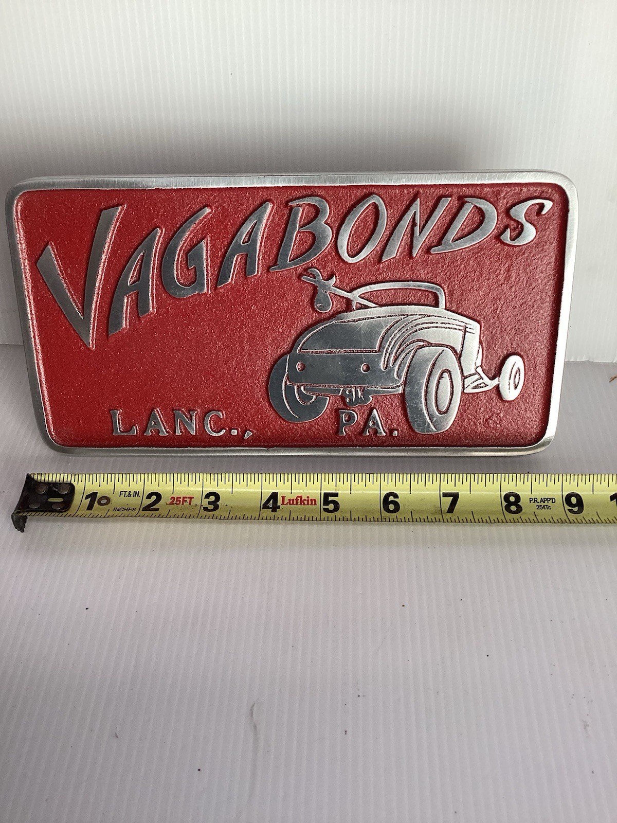 VINTAGE VEGABONDS LANCASTER PA. STREET ROD CAR CLUB PLAQUE License Topper
