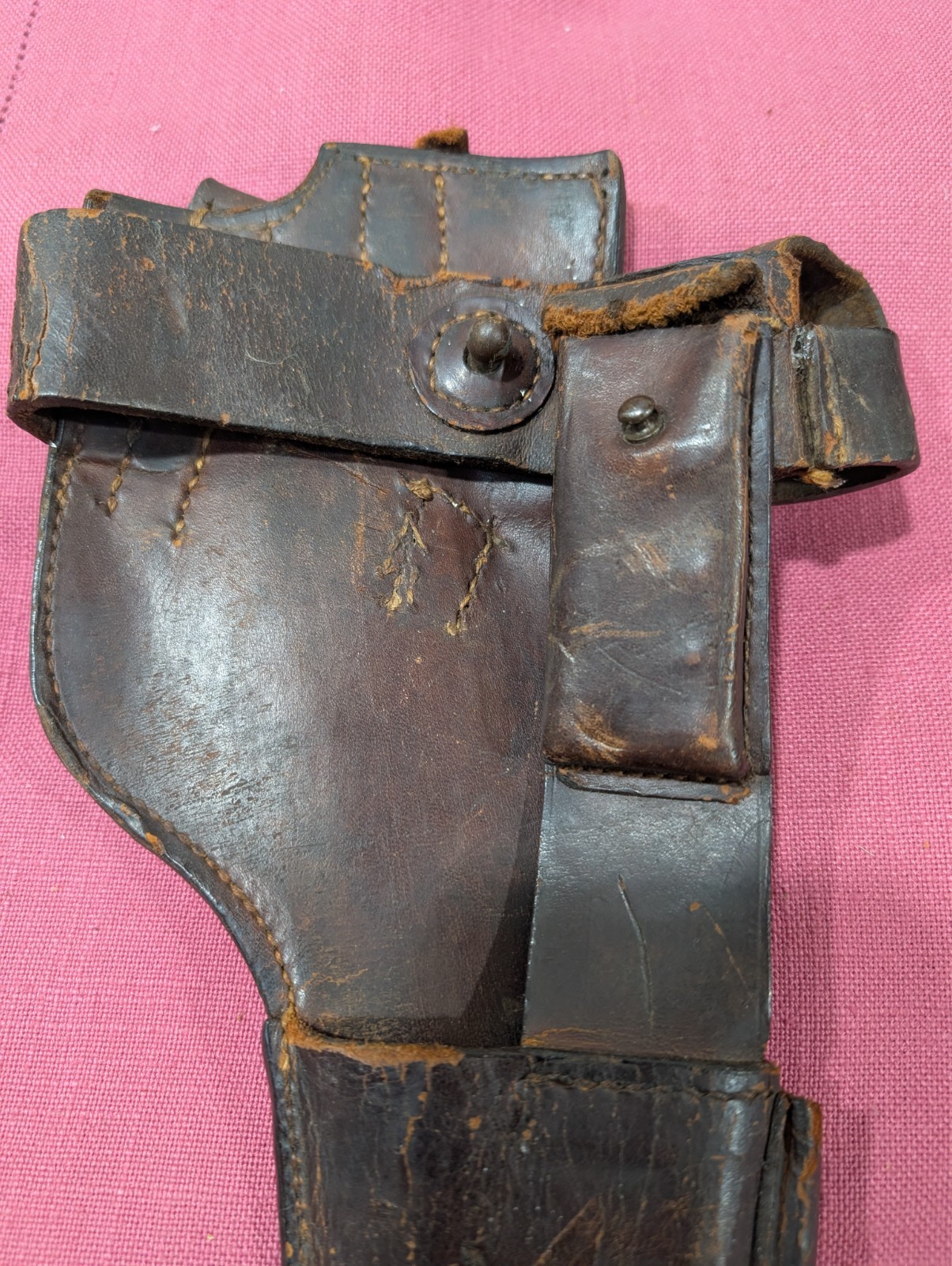 ORIGINAL GERMAN WW1 1915 DATED FULL LEATHER STOCK HARNESS C96 MAUSER BROOMHANDLE
