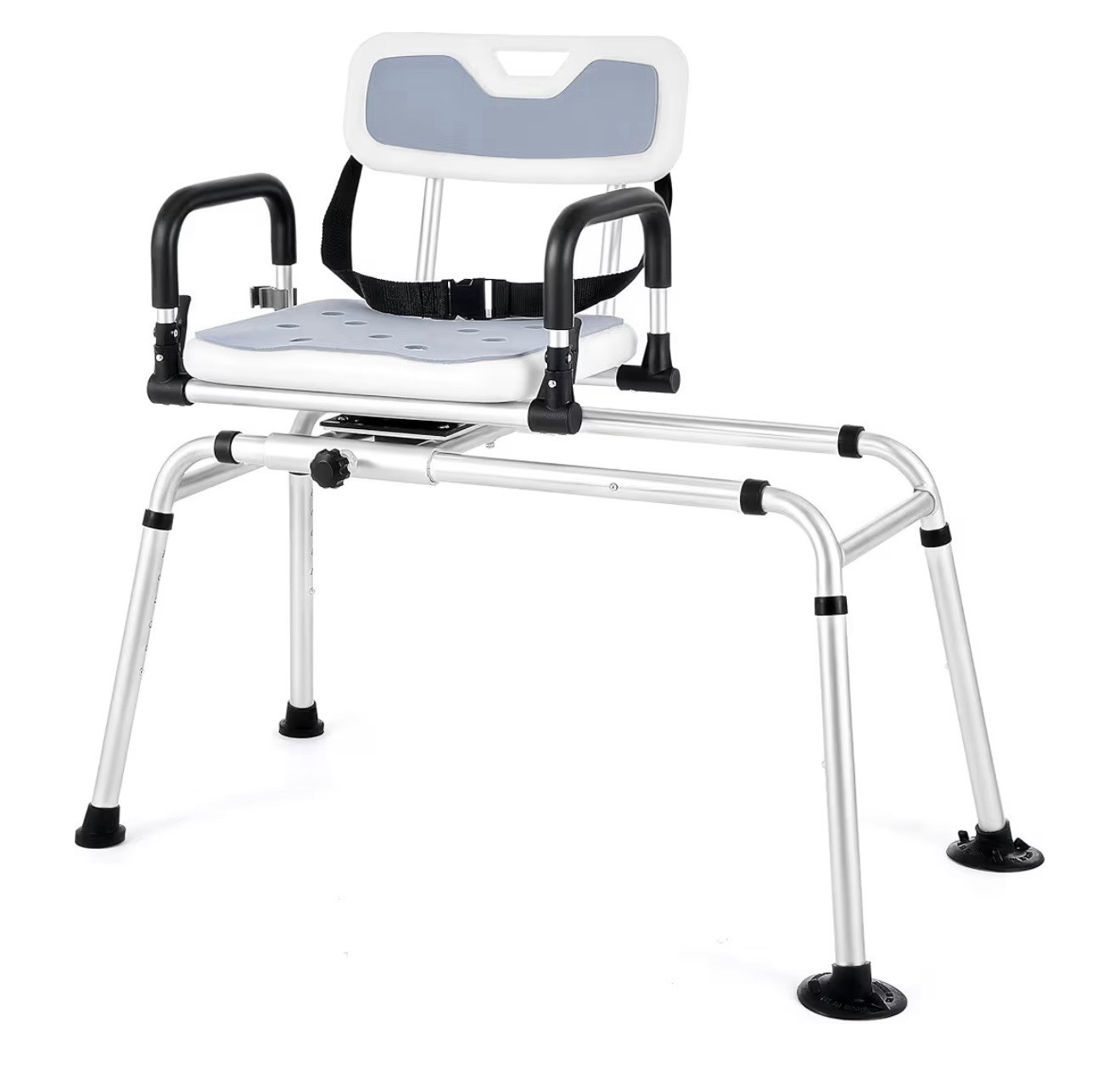 CO-ZSliding Shower Chair with 360° Swivel Seat 12Level Tub Transfer Bench with