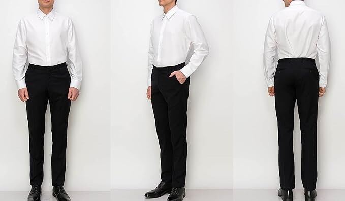 Laydown Collar Microfiber Slim Fit Tuxedo Shirt White Black
