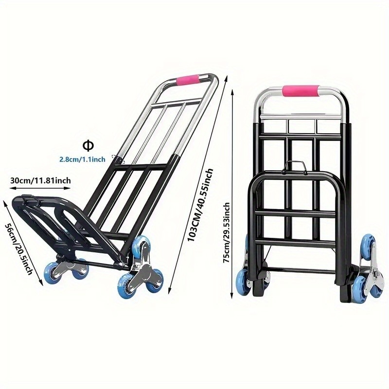 330 lbs Stair Climbing Cart Heavy Duty Folding Hand Truck Dolly 6 Wheels + Ropes
