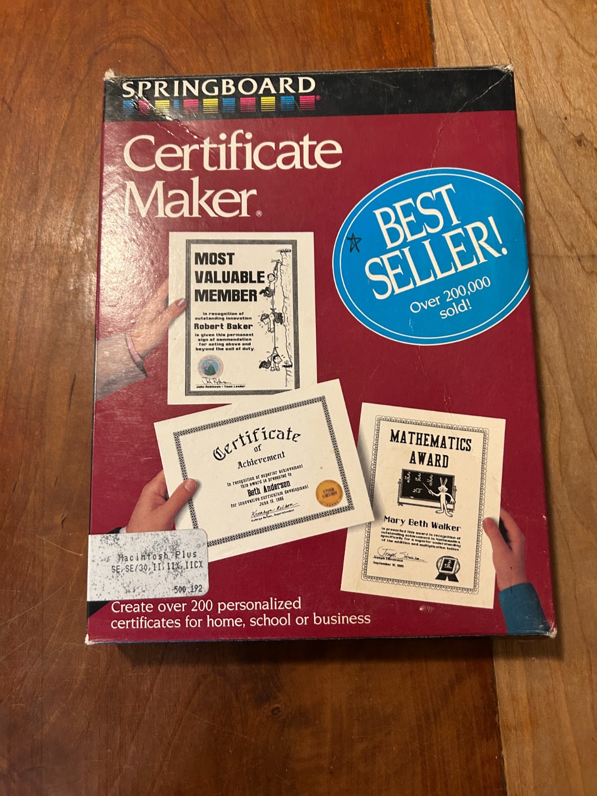 Vintage Certificate Maker 3.5” Floppy for Macs
