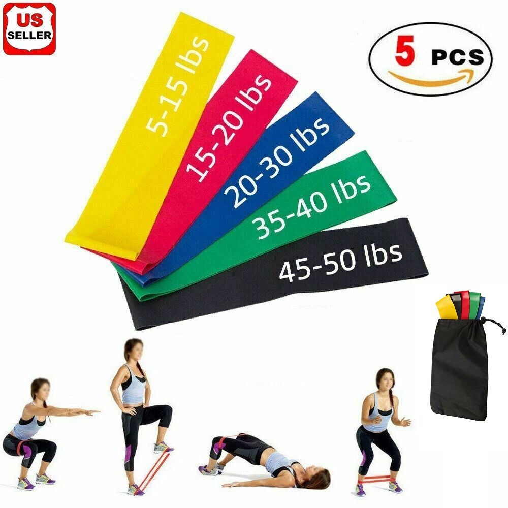 Resistance Bands Loop Set of 5 Exercise Workout CrossFit Fitness Yoga Booty Band