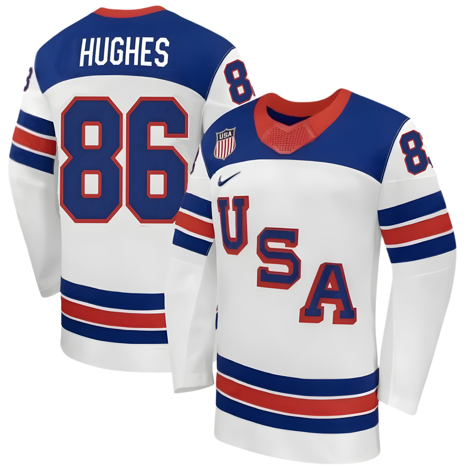 #86 Hughes Team USA Winter Olympics 2026 Jersey White Stitched All Sizes S-3XL