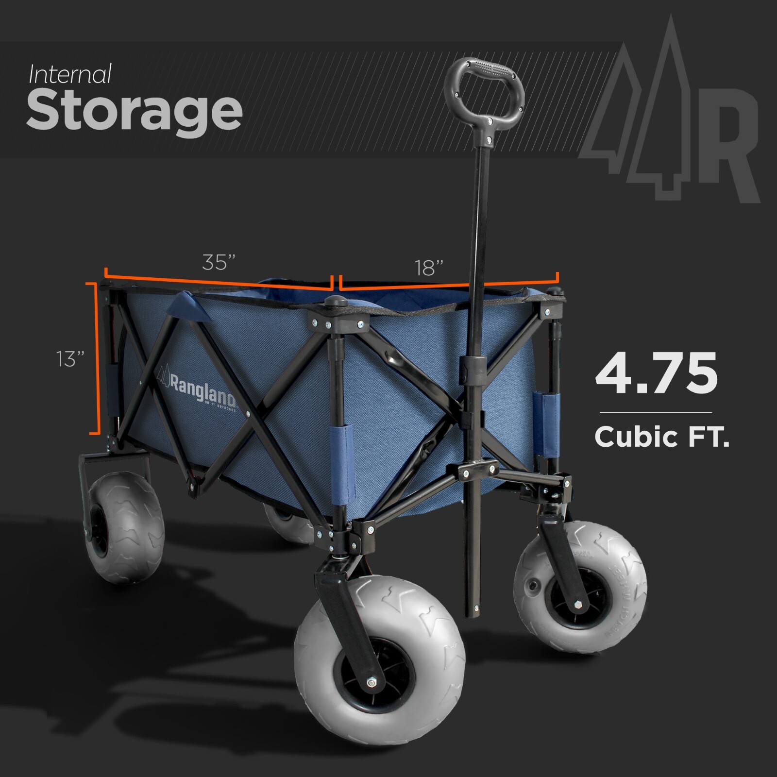 Beach Wagon With Big Wheels For Sand, Collapsible Folding Beach Cart