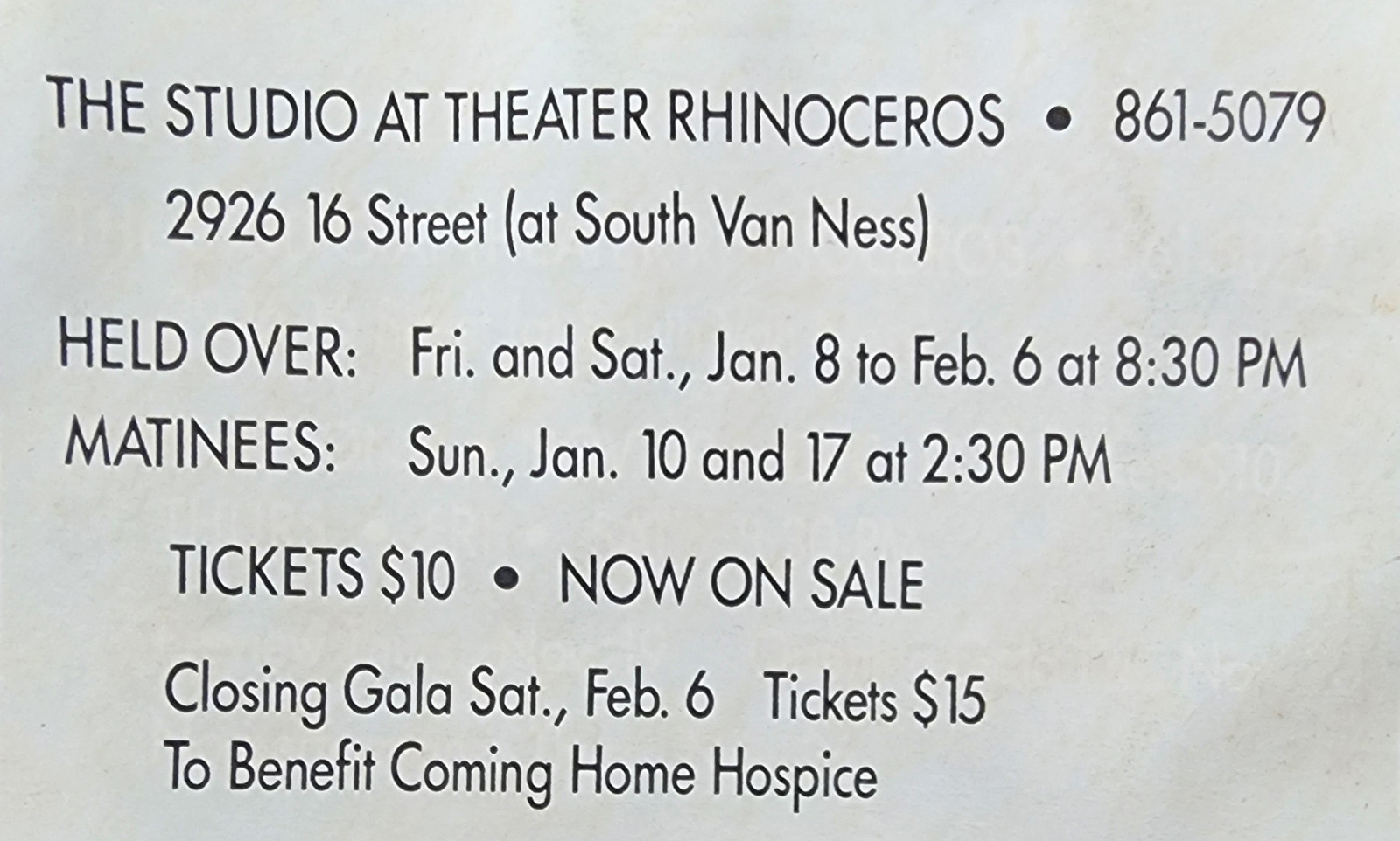 1988 LGBTQ Theater Rhinoceros Poster - Doris Fish, Tippi, Miss X SF Drag History