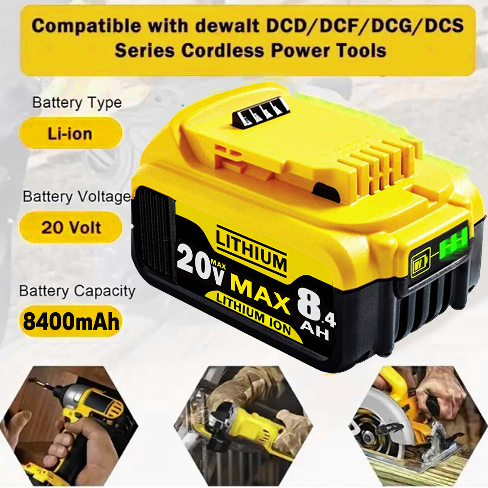 2Pack 8.0AH Lithium Ion Battery For DeWalt DCB206-2 20V 20 Volt Max XR DCB205-2