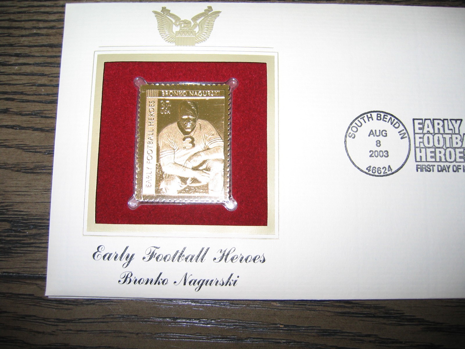 2003 Early Football Heroes Bronko Nagurski Replica FDC Gold Golden Cover STAMP