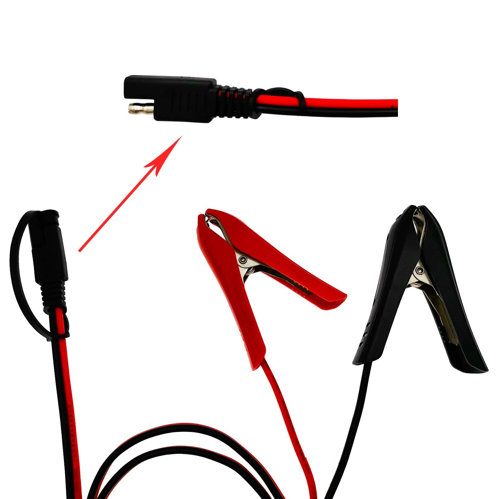 [Updated Version] 3.2FT Battery Clip-on Crocodile Clamps to SAE Connector,...