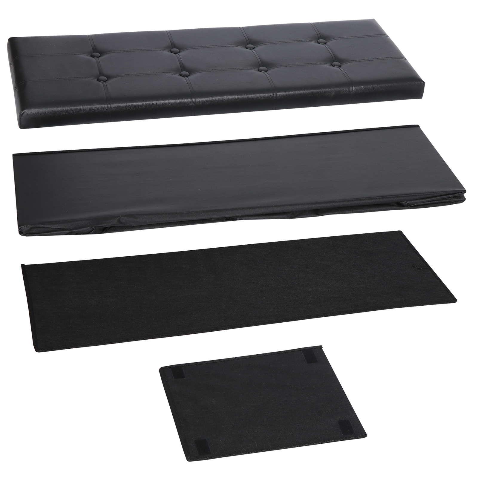 43 Inches Folding Storage Ottoman Bench Storage Chest Footrest wi/ Divider Black