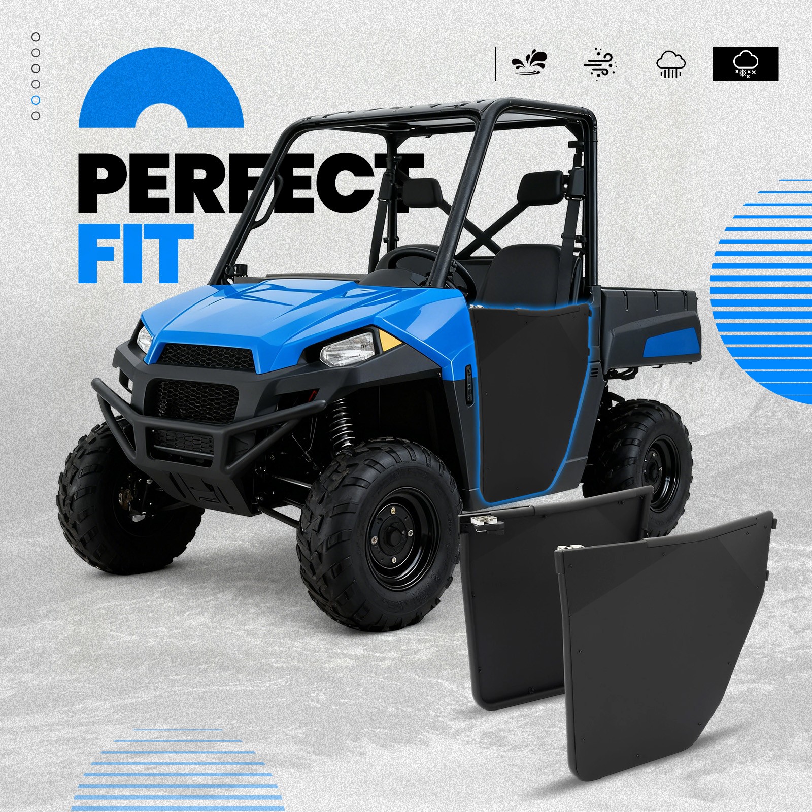 New Aluminum For Polaris Ranger 500 570 EV ETX Mid Size 2015-2022 Half Door Kit