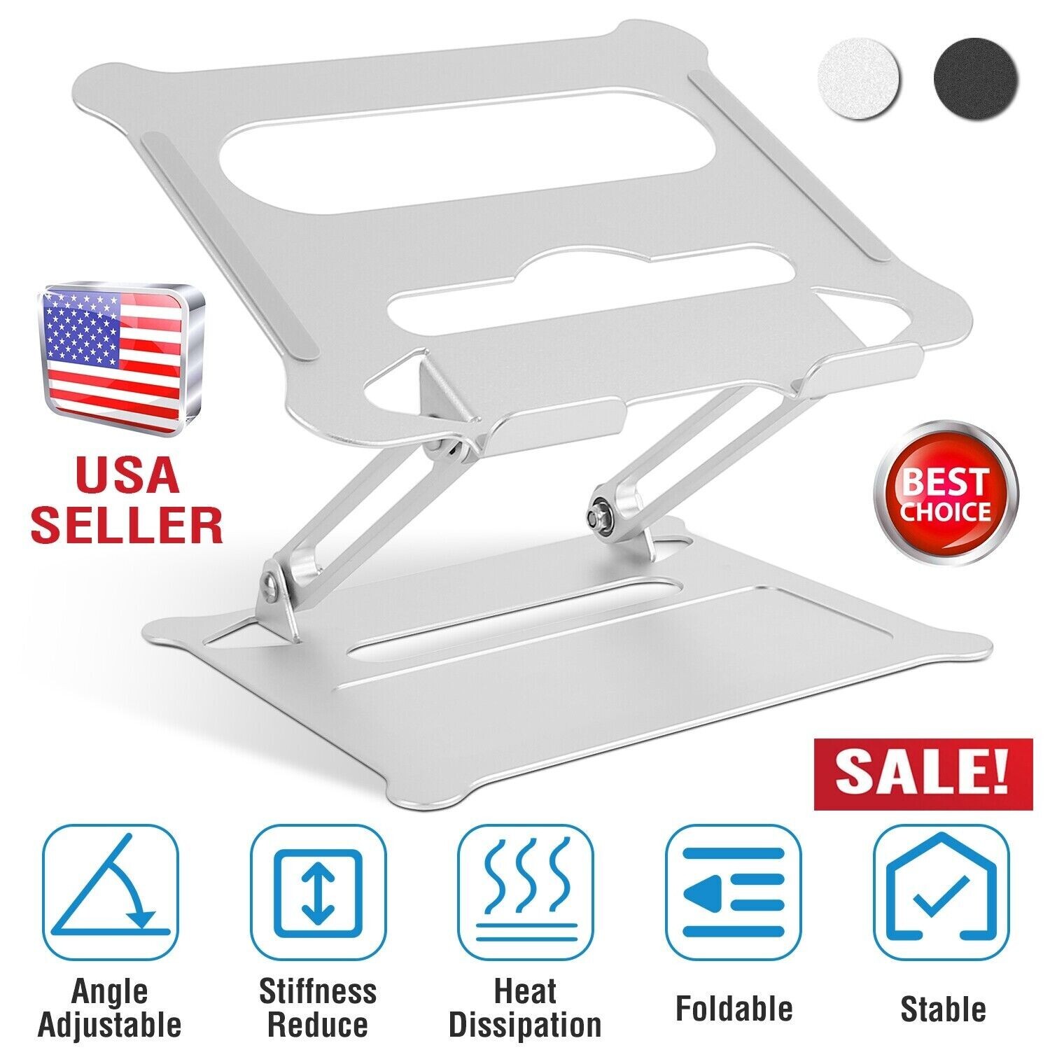 Adjustable Foldable Laptop Stand Aluminum Notebook Riser Computer Holder Desk