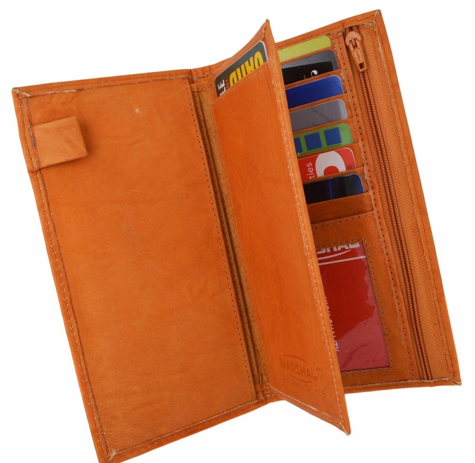 Genuine Leather Checkbook Cover Wallet Organizer with Credit Card Holder Tan