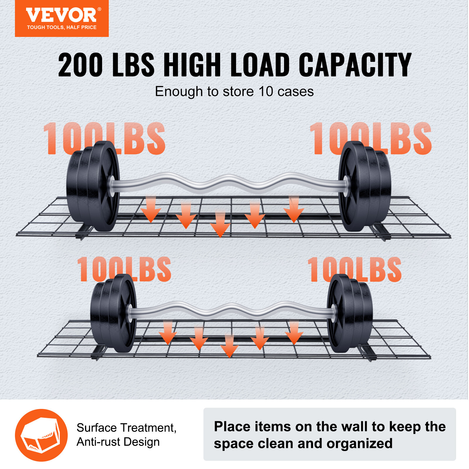 VEVOR 2PCS 4x1 ft Garage Storage Rack Shelving Heavy Duty Wall Mounted Shelving