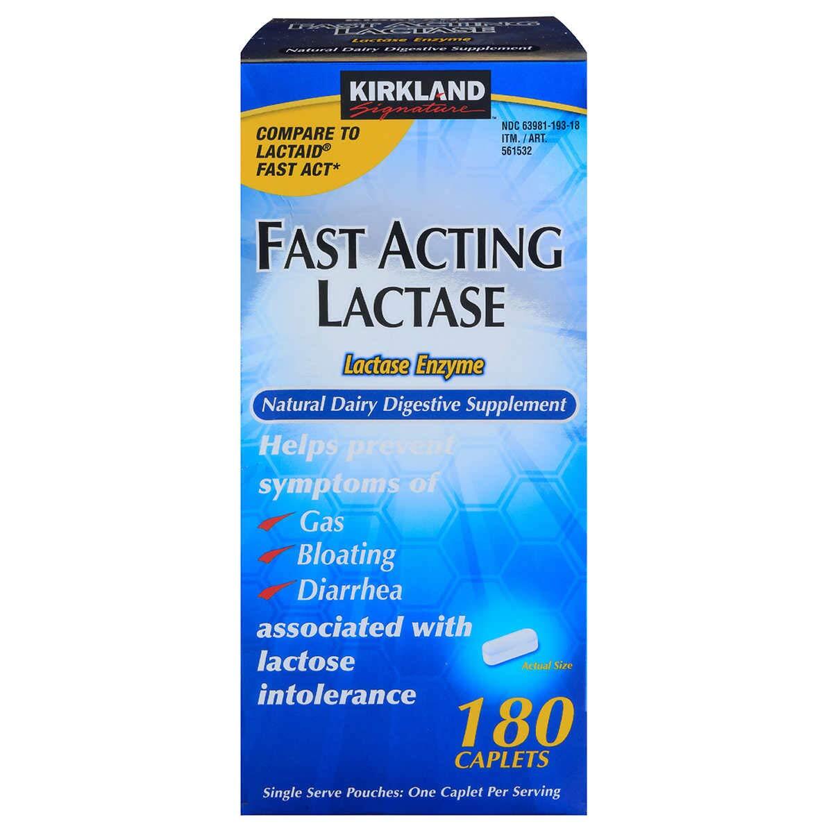 Ks Fast Acting Lactase Caplets 180 Count