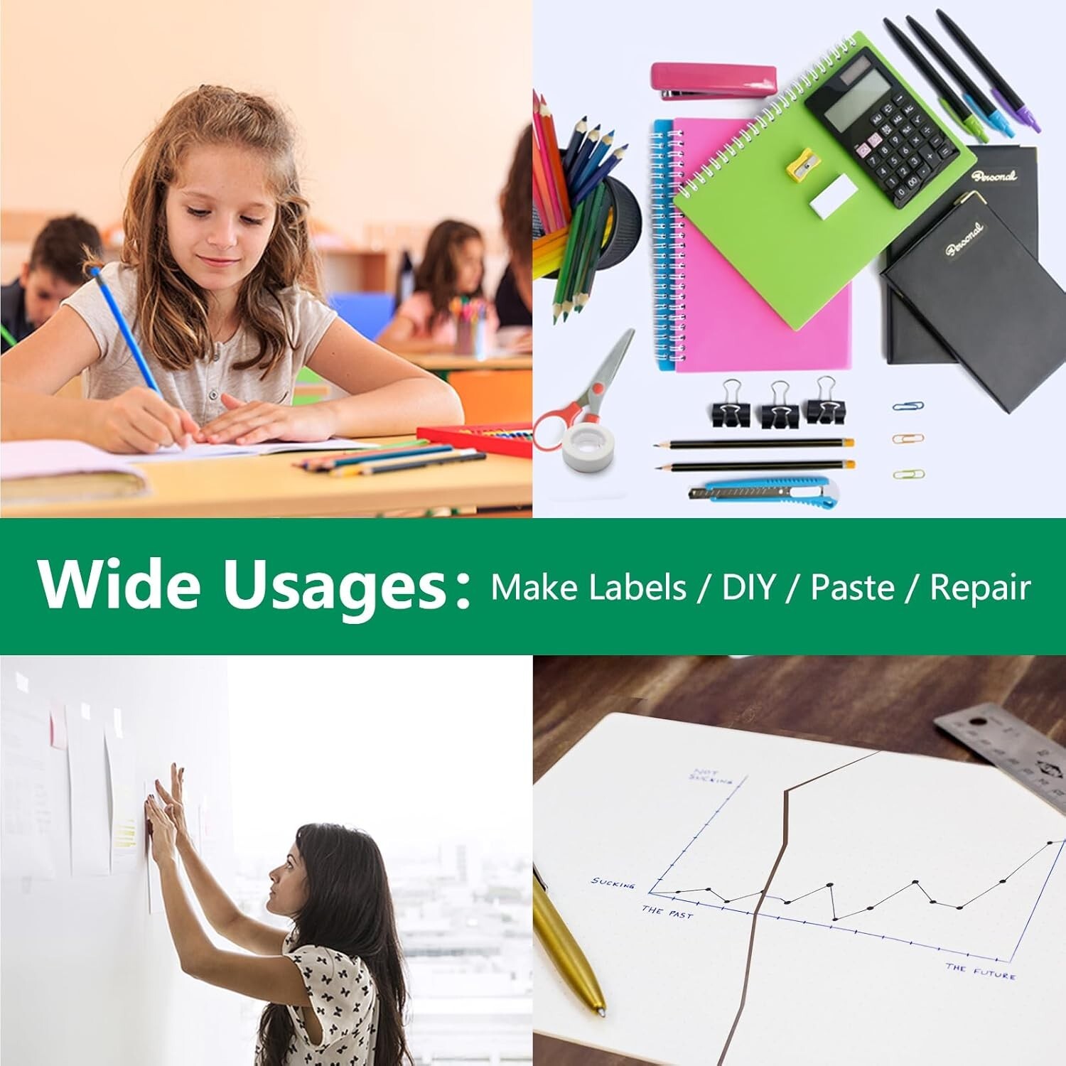 Clear Transparent Tape Rolls 3/4" x 1000" Dispenser Refill 12 Tape Rolls Scotch