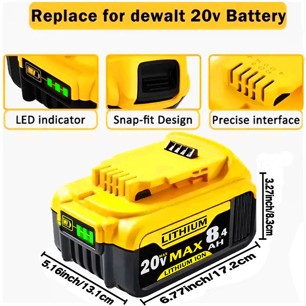 2Pack 8.0AH Lithium Ion Battery For DeWalt DCB206-2 20V 20 Volt Max XR DCB205-2