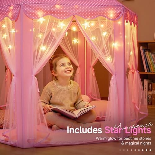 Princess Tent Girls Large Playhouse Kids Castle 02 Pink Tent with Play Mat