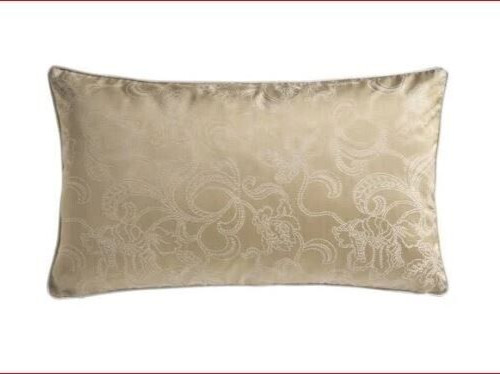 NWT Yves Delorme Accent Throw Cushion Pillow Cover Tan Floral Swirls Embroidery