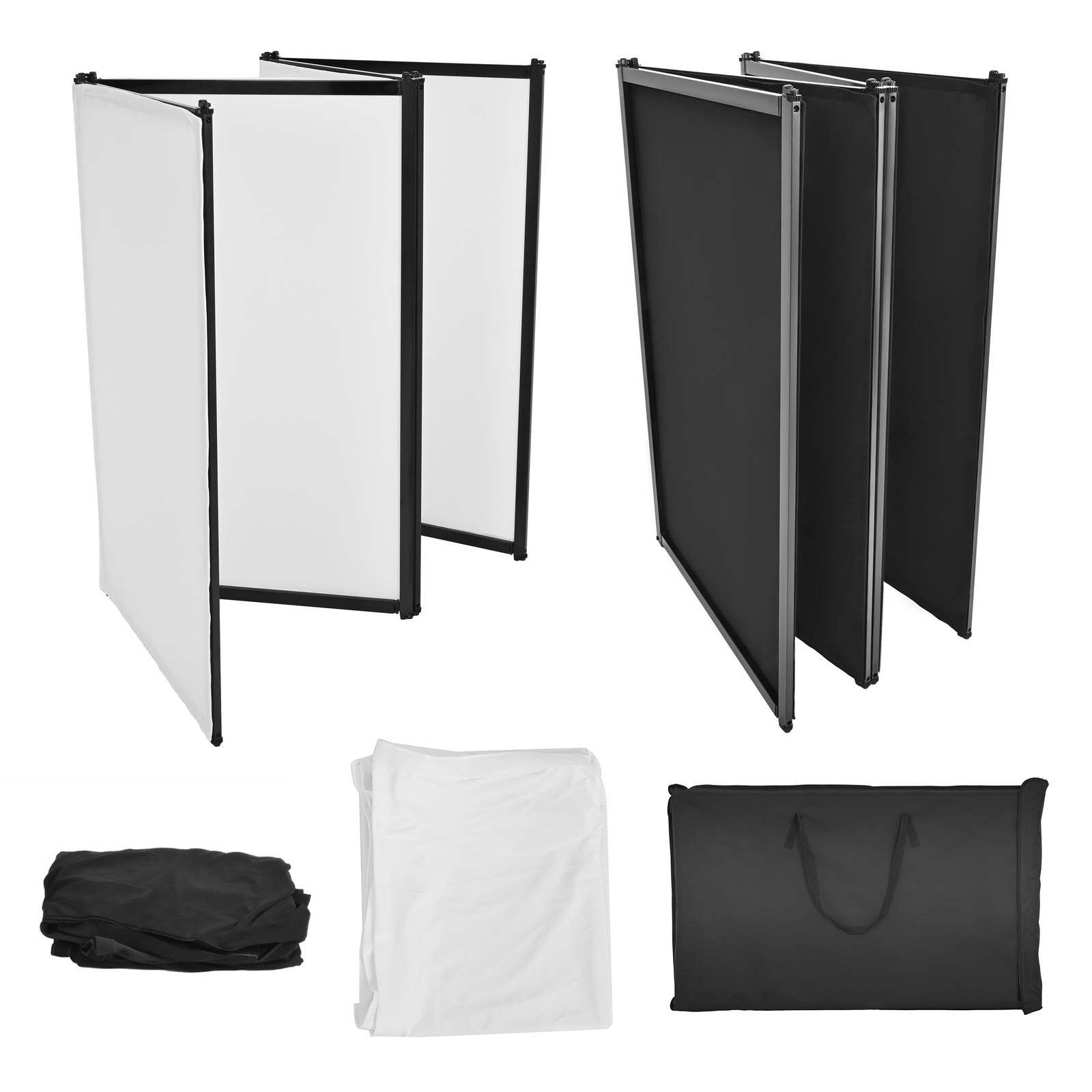 48"x 25" White+Black DJ Foldable Facade Portable Event Booth Panels w/Carry Bag