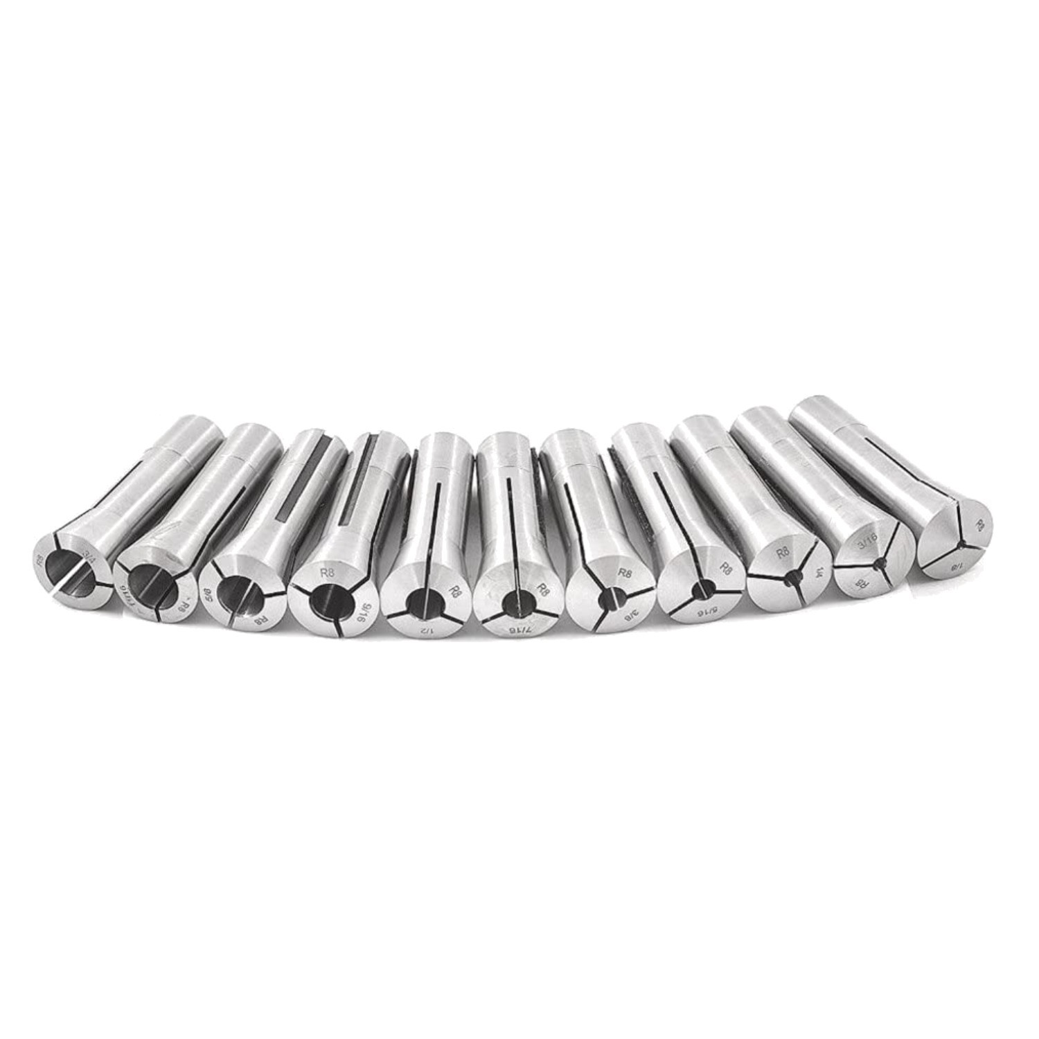 Durable 11 Piece R8 Collet Set (1/8-3/4 Inches) for Lathe and Grinding Machines