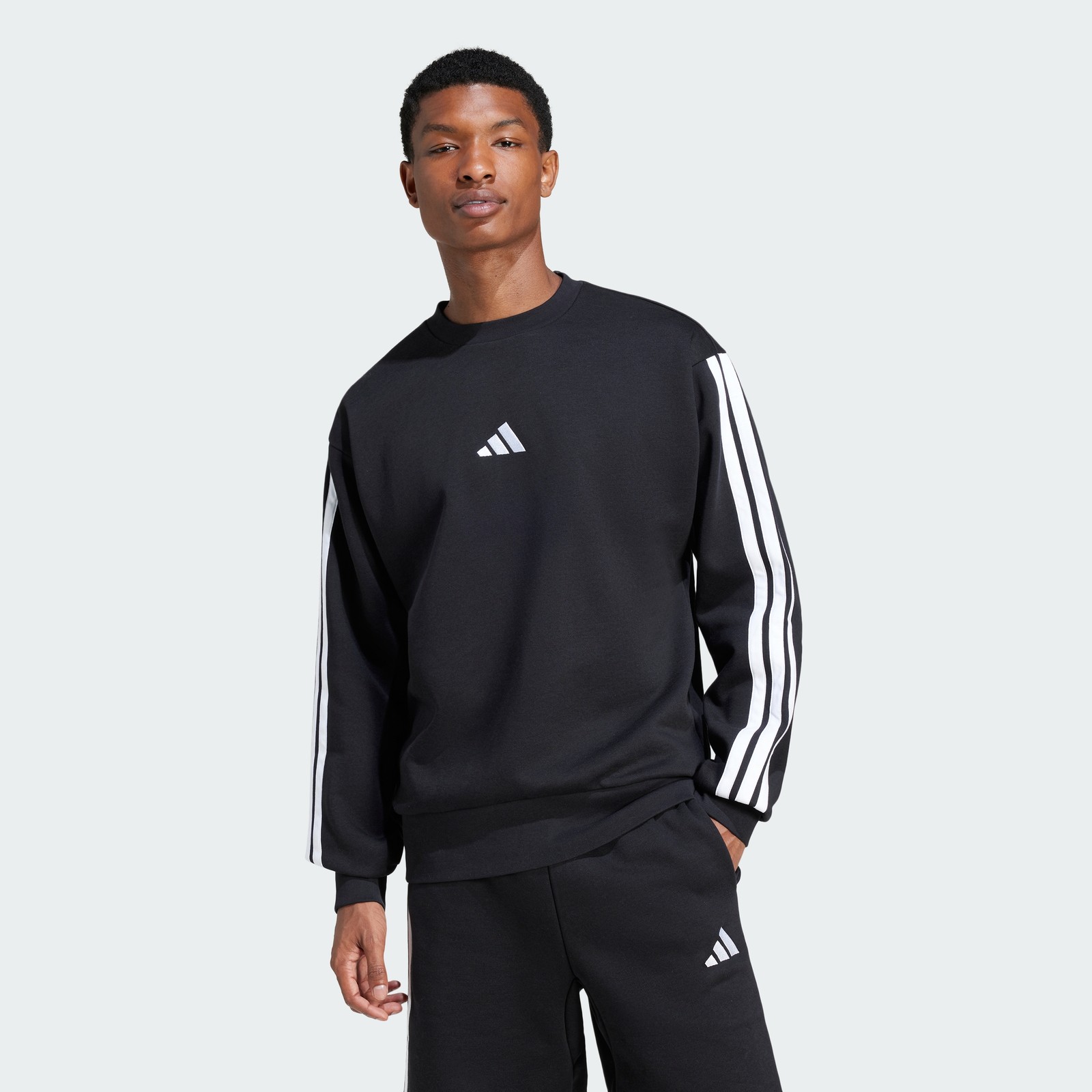 adidas men Essentials 3-Stripes Fleece Sweatshirt