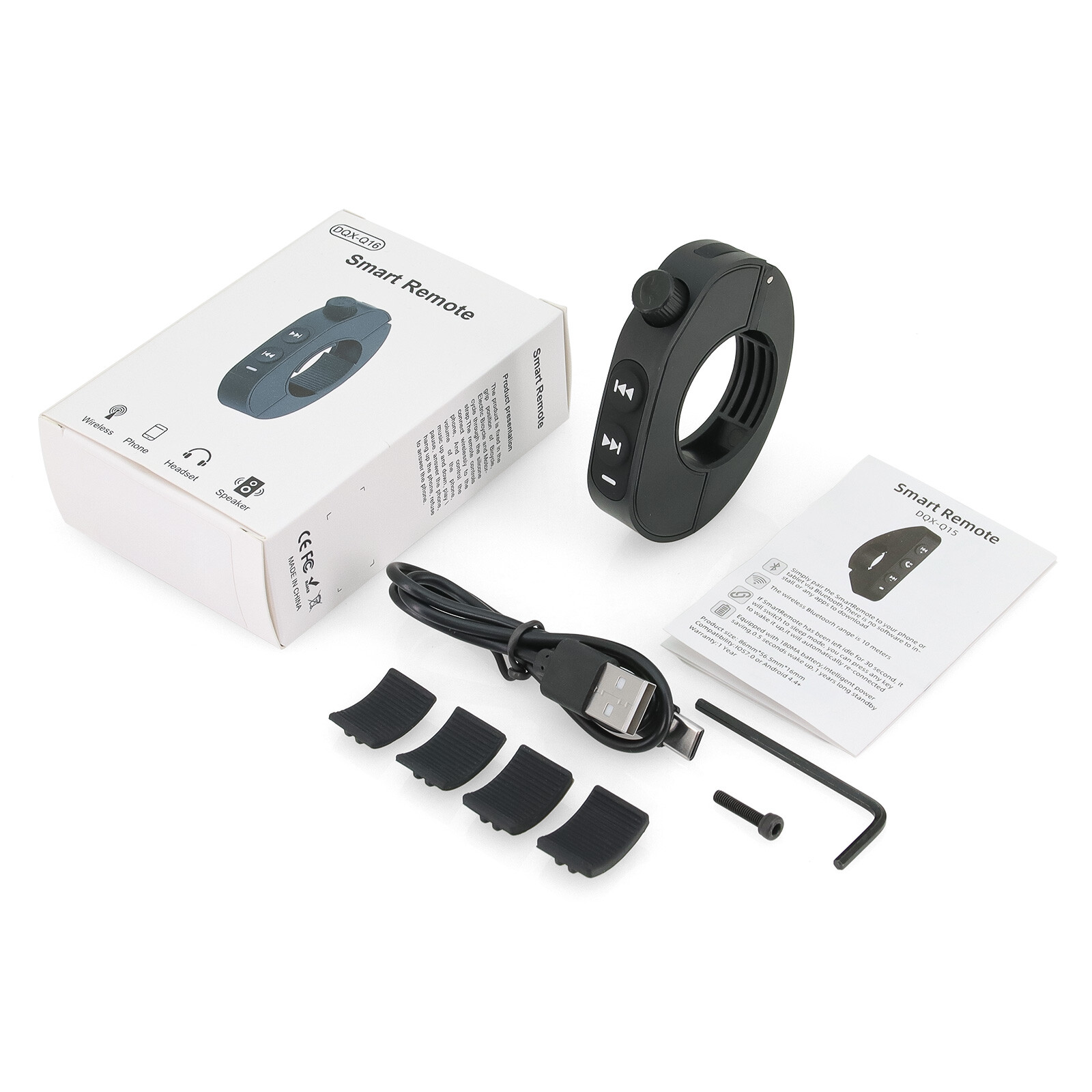 Black Wireless Bluetooth Media Button Remote Controller For Motorcycle Handlebar
