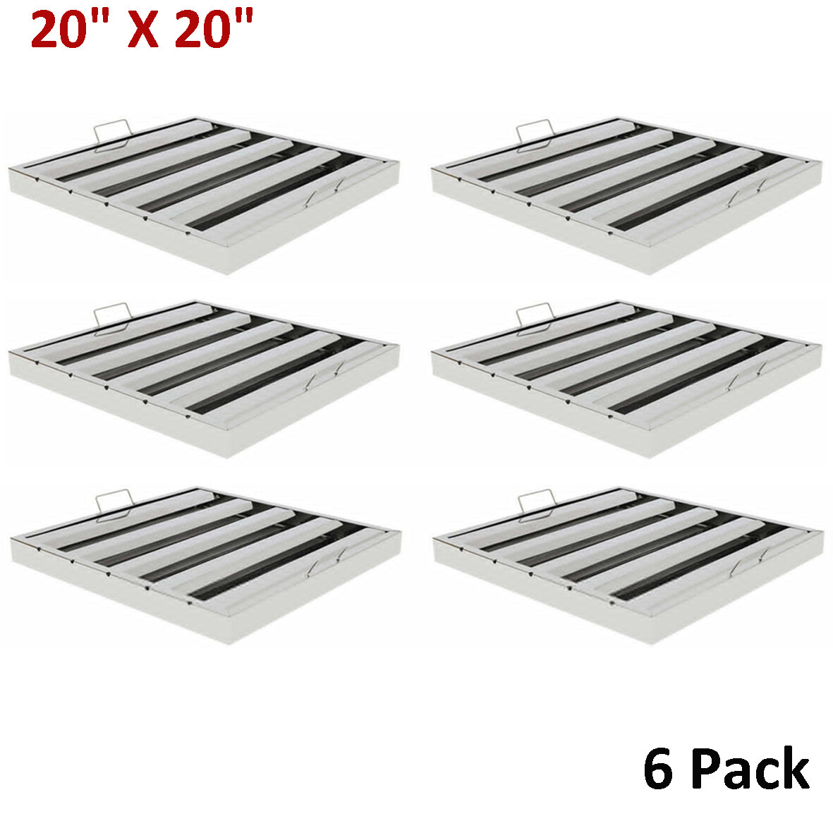 20"X20" Commercial Hood Filters 6 Pack Stainless Steel Hood Grease Filter Baffle