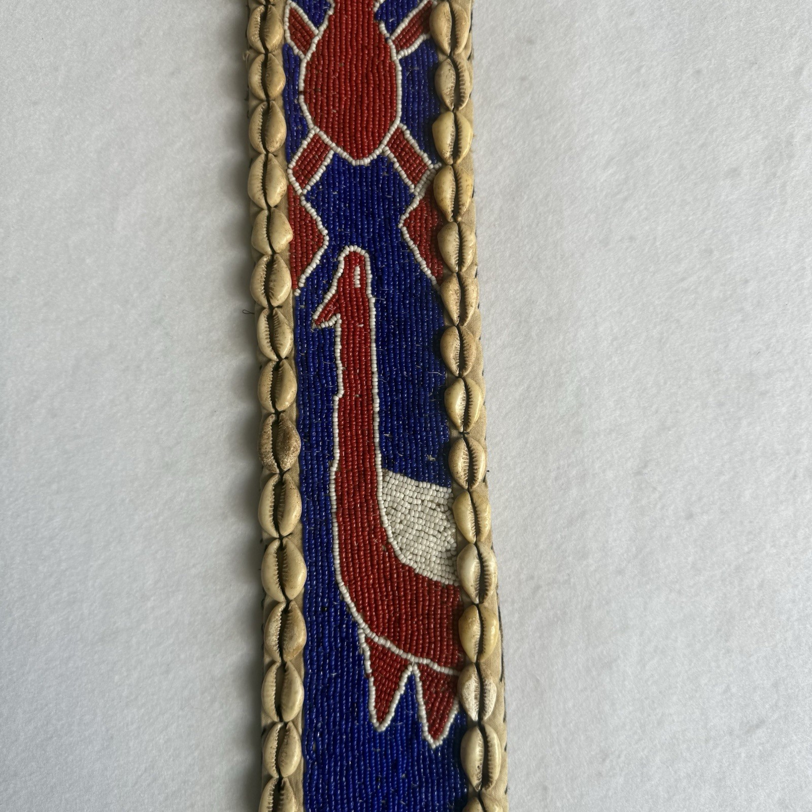 Vintage Yoruba Beaded African Art Wall Hanging Belt Sash For Panel Shell Border