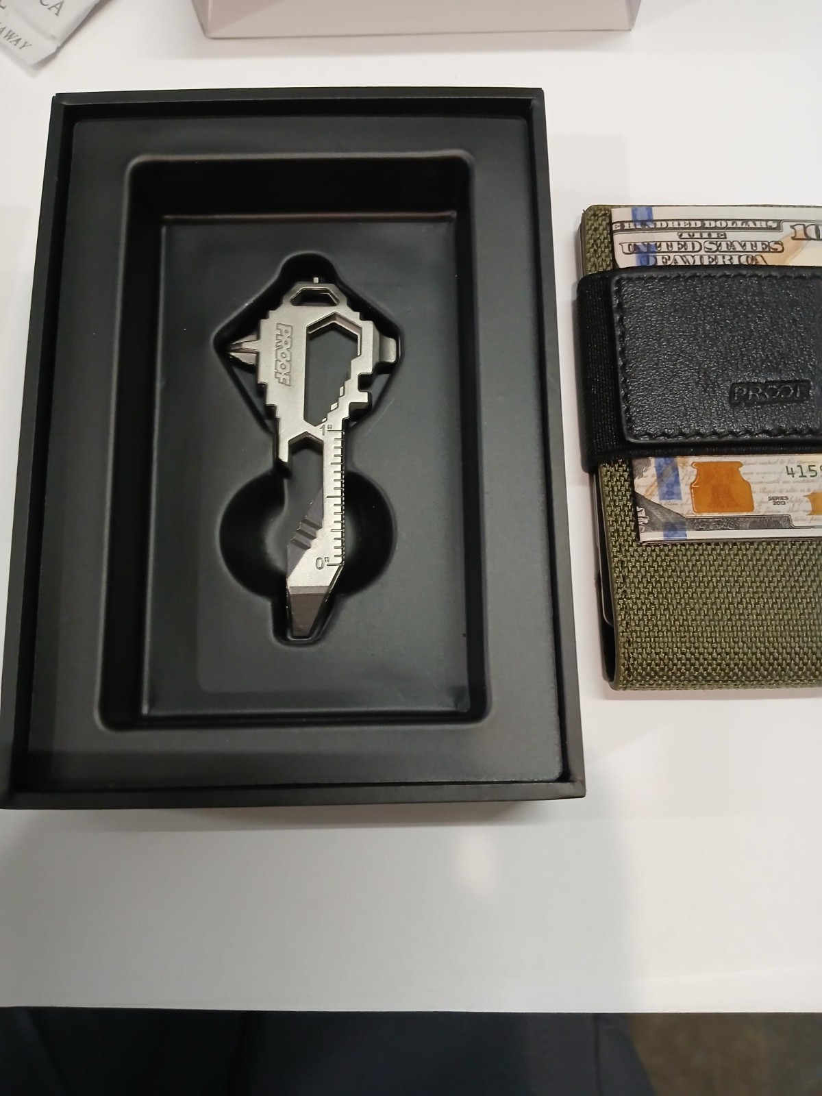 Proof wallet THE OPERATOR Ballistic Nylon & black grain leather- Satin gunmetal