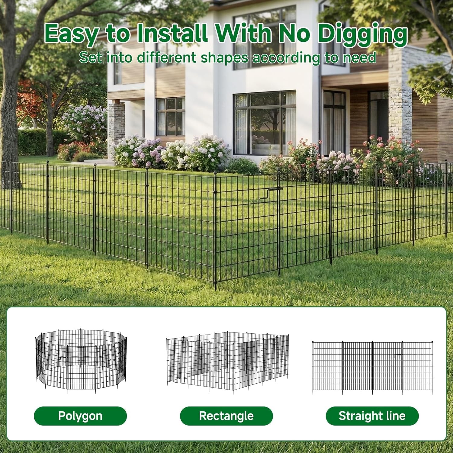 NAIZEA Garden Fence with Gate 7 Panels 13 Panels Animal Barrier No Dig Pet Fence