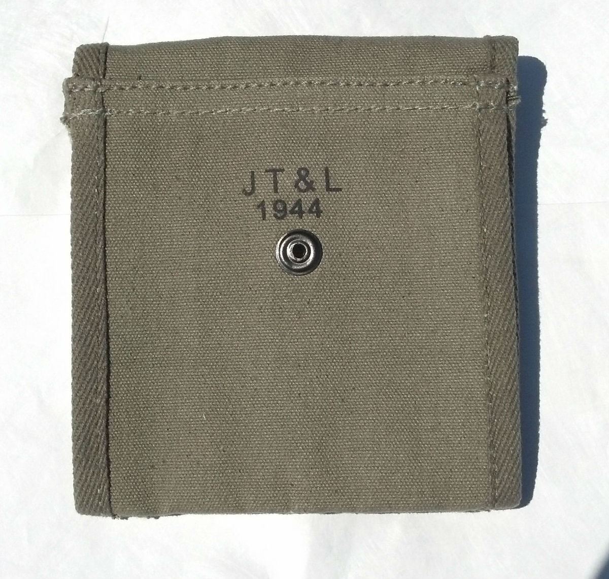 WW2 .30 M1 CARBINE BUTTSTOCK TYPE POUCH OD Green Marked JT&L 1944