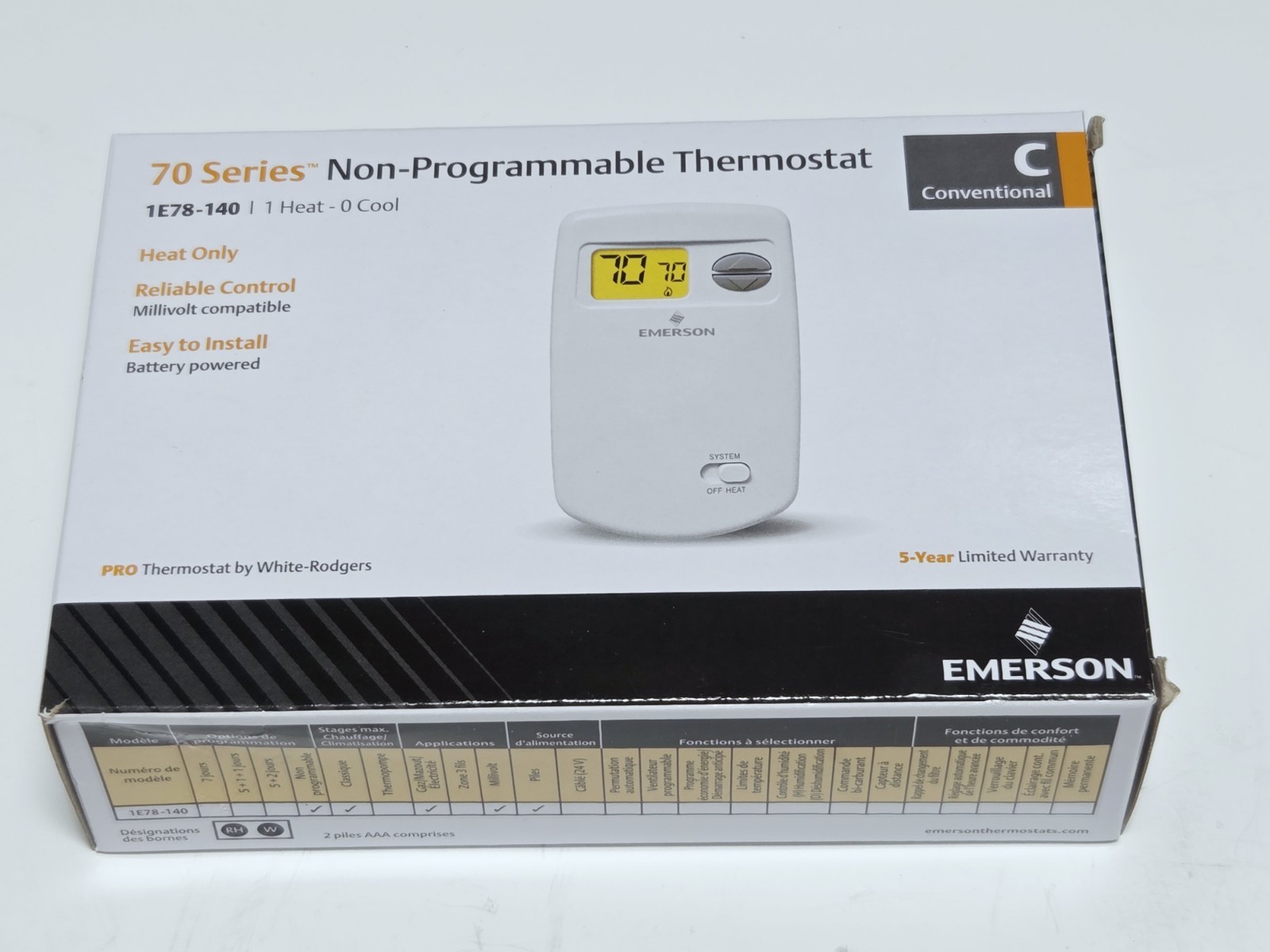Emerson 1E78-140 Non-Programmable Heat-Only Thermostat