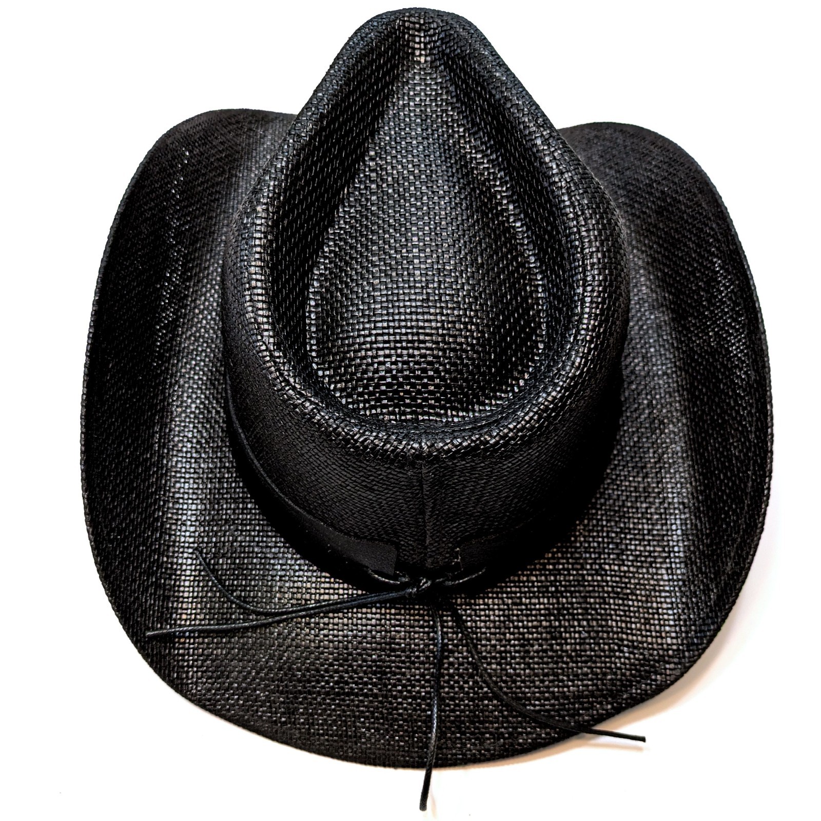 STRAW COWBOY HAT Black with Silver Star Black Band (Adult Size) Shipped in a Box