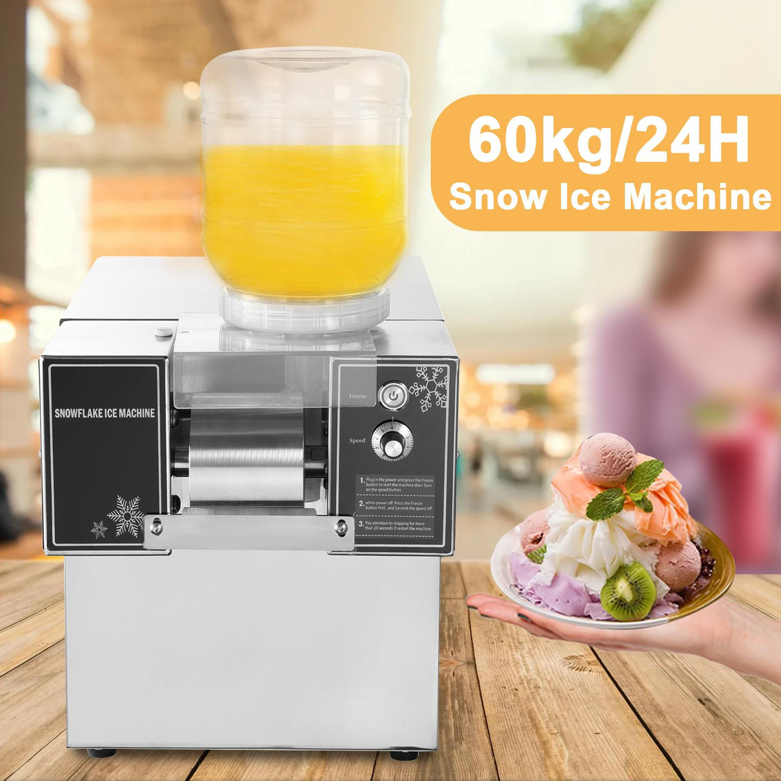 Commercial Snowflake Ice Machine, Snow Cone Machine, Ice Shaver Slush Maker