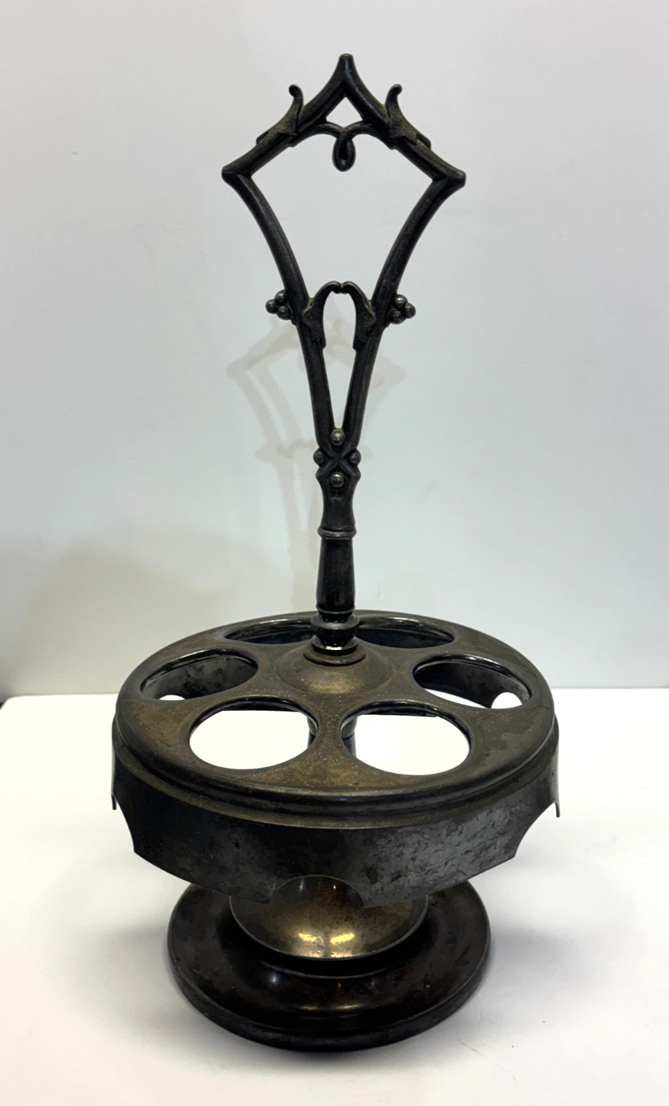 Antq. 1861 SIMPSON HALL MILLER, Treble Pl Silver 7 pc CRUET CONDIMENT Caddy Set