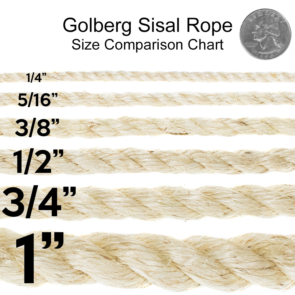 GOLBERG All Natural Sisal Rope - Crafting, Rugs, Cat Toys & More - Pet Safe Cord