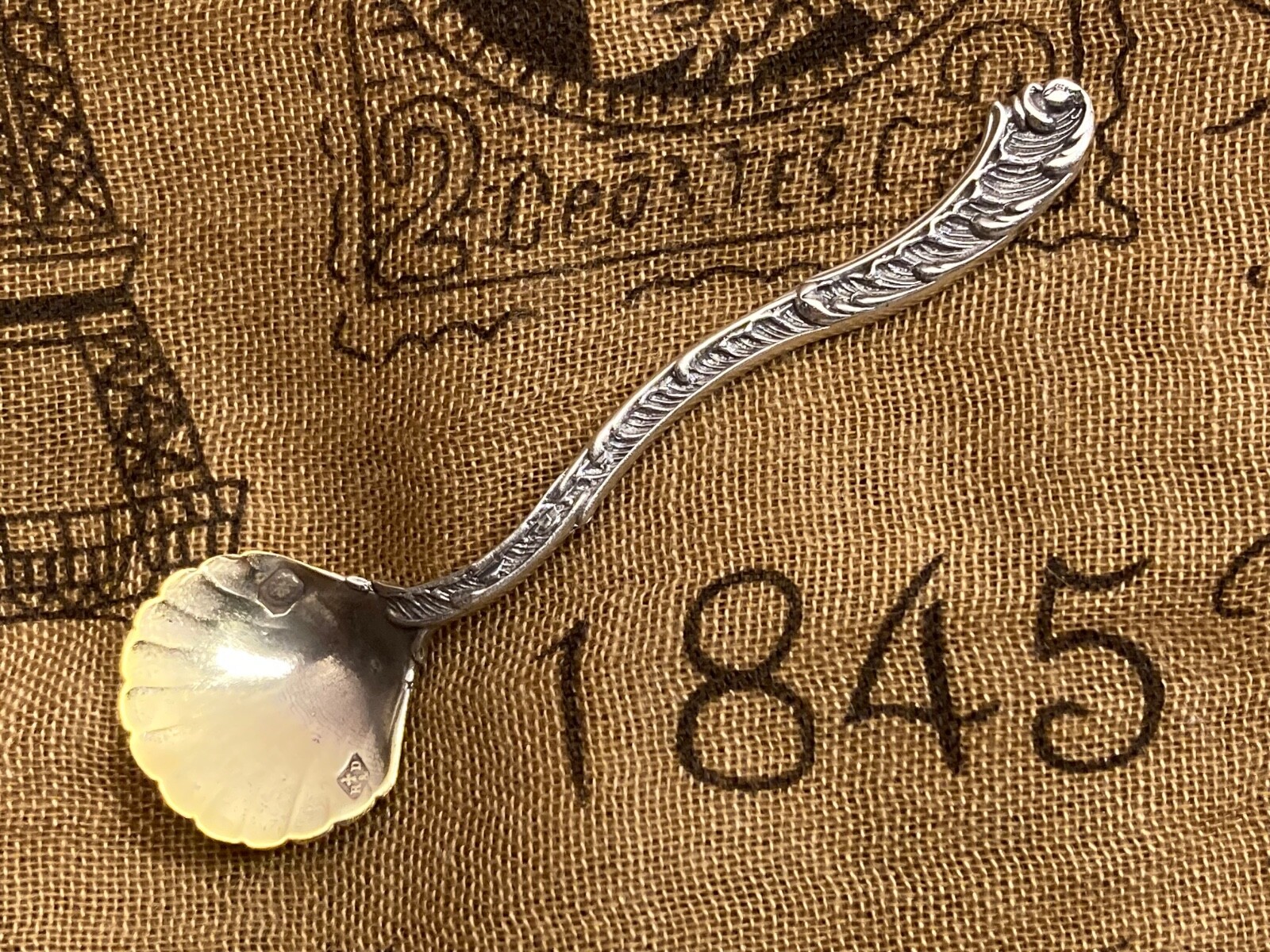 Exceptional sterling silver French Ravinet & Denfert open salt spoon gilt bowl