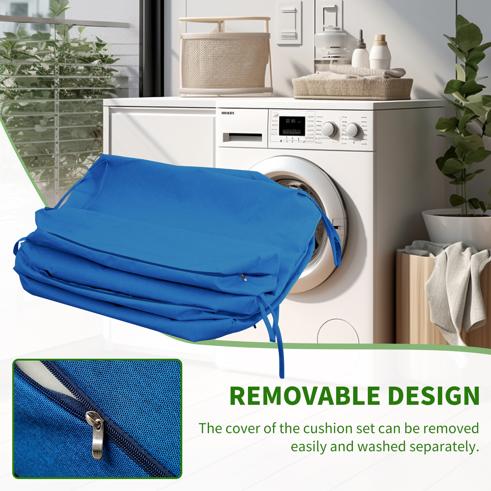 NAIZEA Chaise Lounge Cushions Outdoor Set of 2 Waterproof with Removable Cover