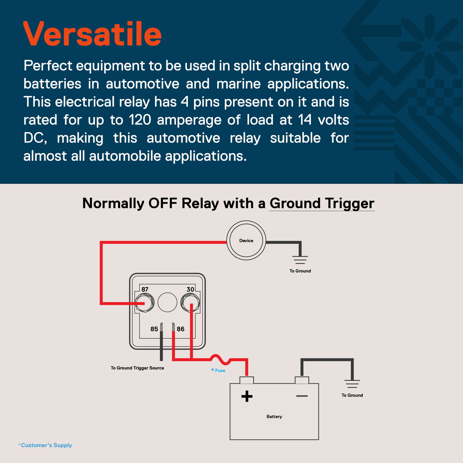 OLS 12V 120 Amp Split Charge Relay Switch - 4 Terminal Trucks Marine Boat Relays