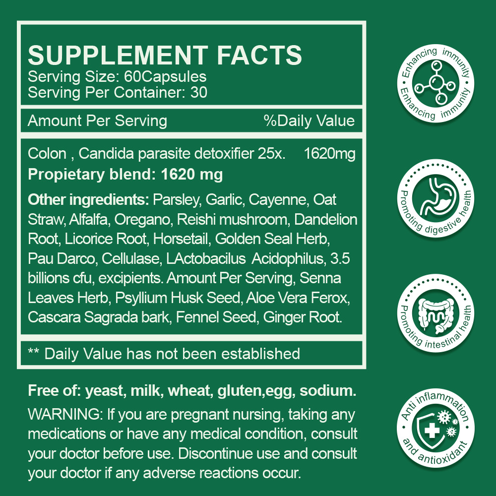 PARASITE DETOX BODY CLEANSE Complex Anti- PARASITE Gut Health Cleanse Support