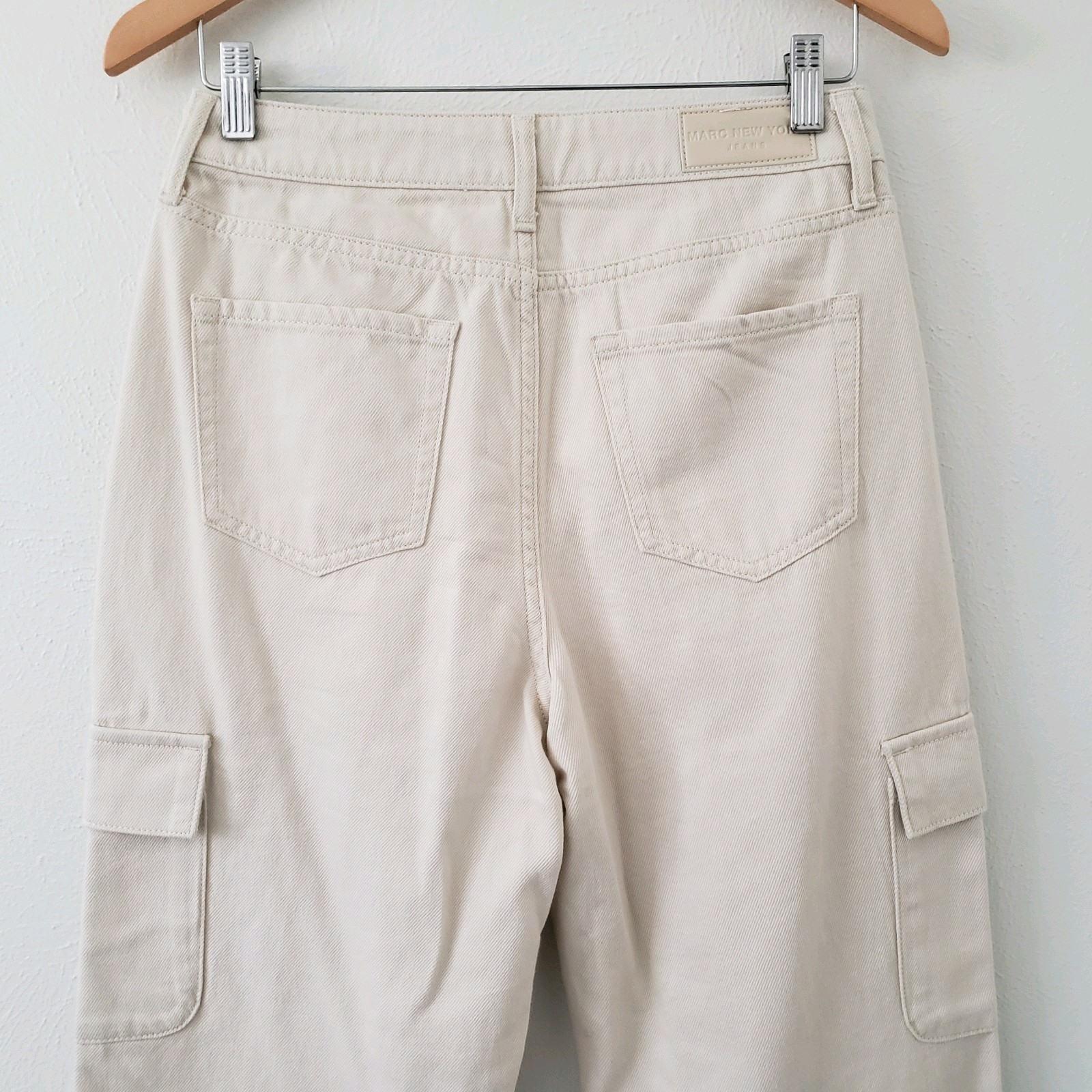 Marc New York Jeans Womens Size 4 Cargo Ecru Denim Cotton High Rise Wide Leg NWT