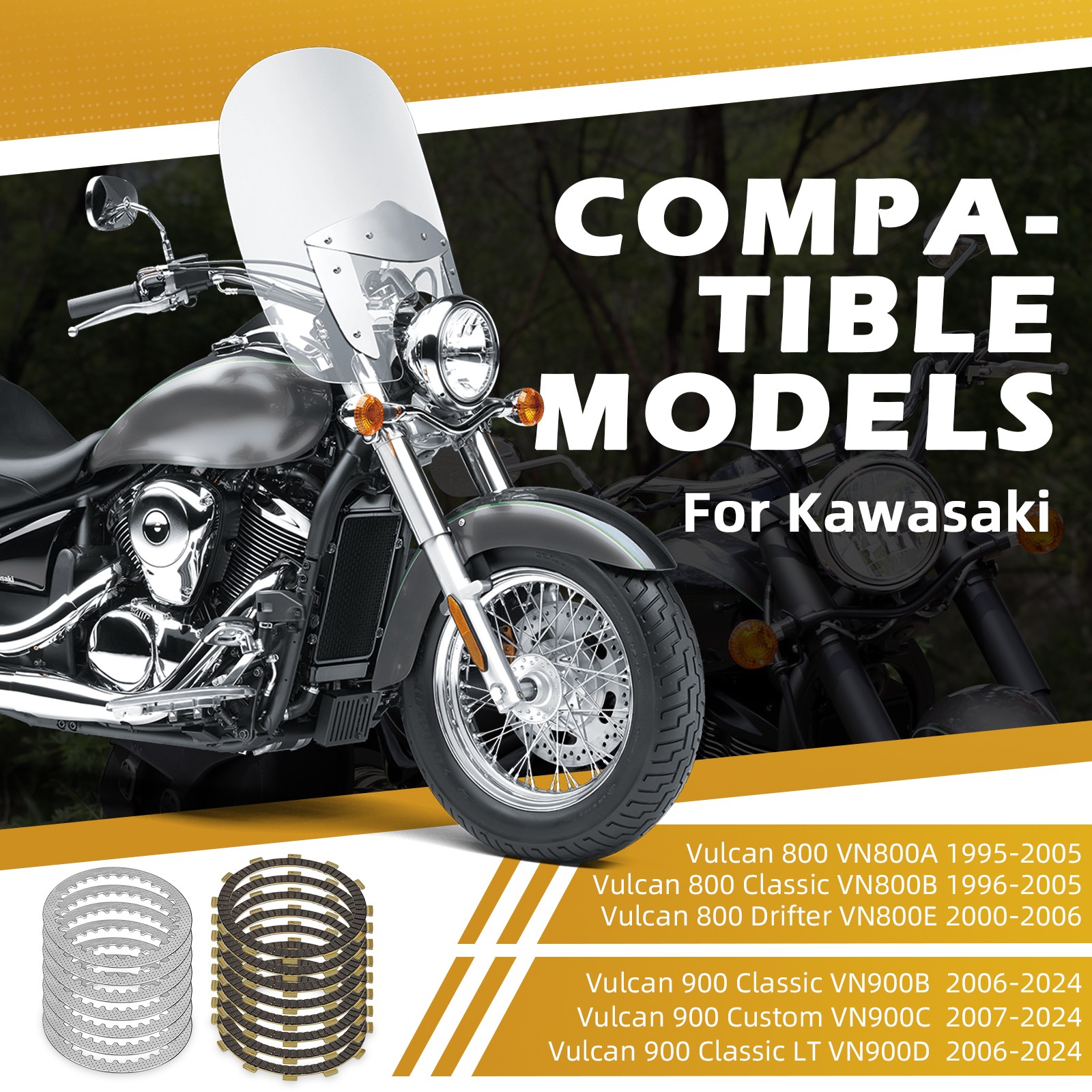 Clutch Friction Plates & Gasket For Kawasaki Vulcan 800 VN800B Classic 1996-2005