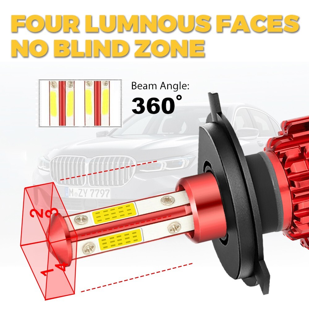 9003 H4 LED Headlight Bulbs Kit 10000W 1000000LM Hi/Lo Beam Super Bright White