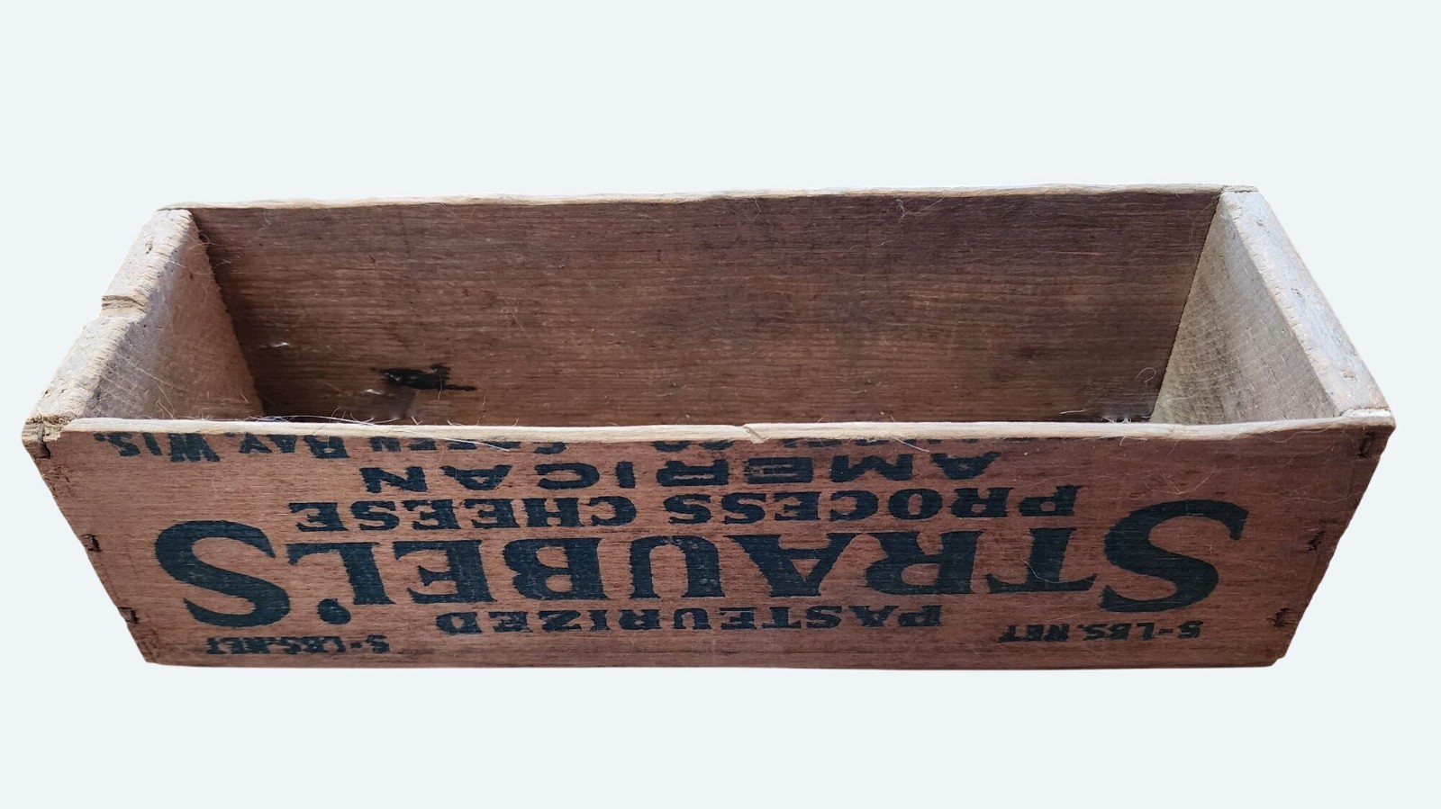 Vtg Straubels Wooden 5 Lb American Cheese Box Green Bay Wisconsin Rustic Decor
