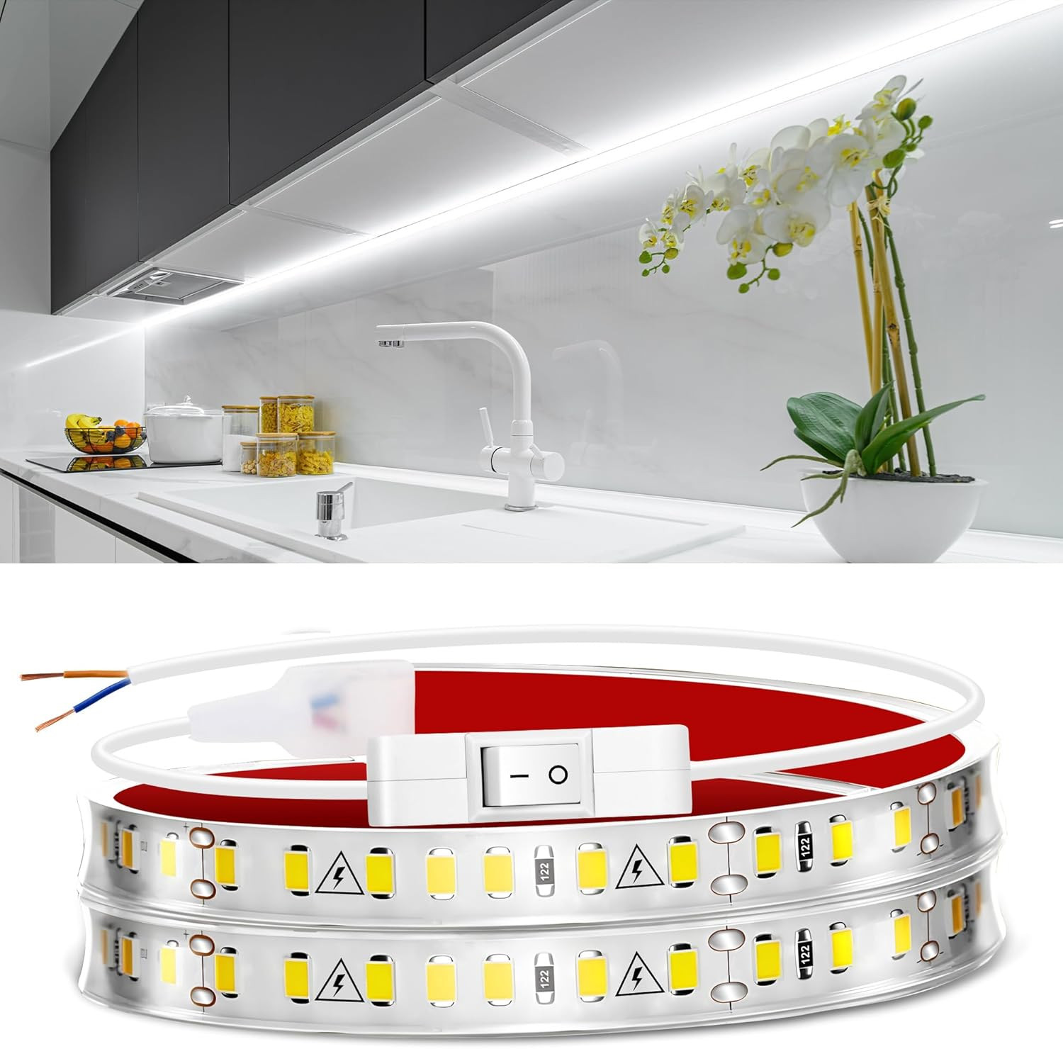 Under Cabinet LED Strip Lighting Hardwired, Ultra Bright Small LED Light Bar, 60